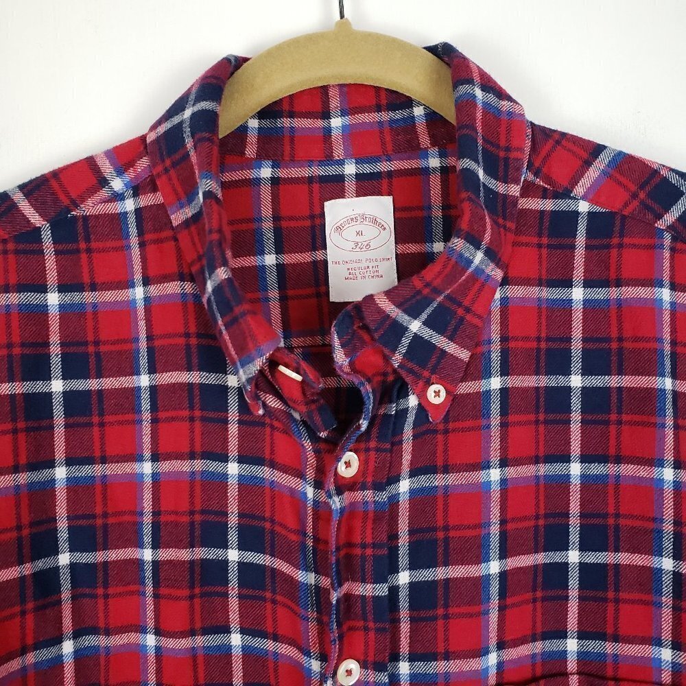 Brooks Brothers 346 Original Polo Red Plaid Flannel Button Up Shirt Size XL - Picture 3 of 6